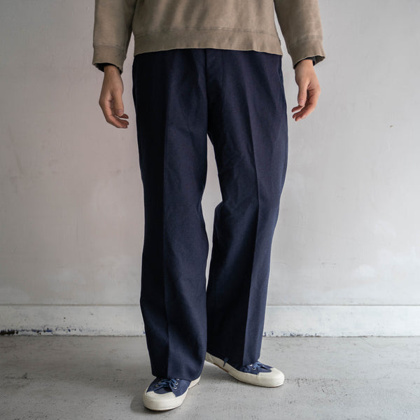 1980s Japan vintage navy wool 100 straight slacks