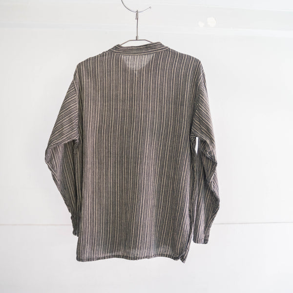 1980-90s black×gray stripe shirts 'with toggle buttons'　