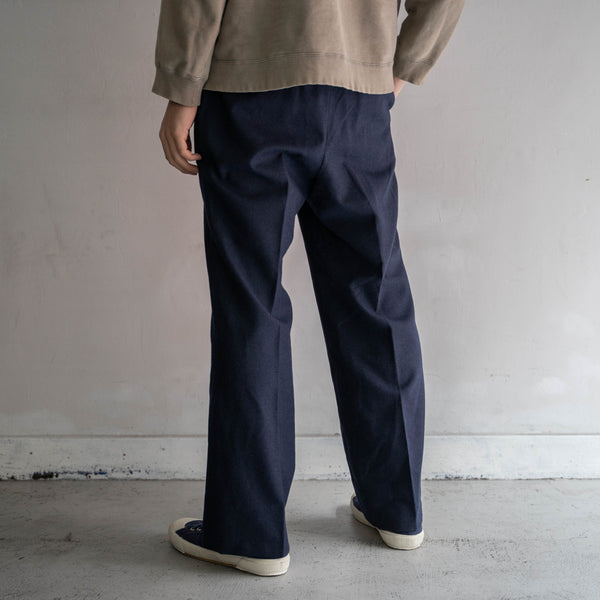 1980s Japan vintage navy wool 100 straight slacks