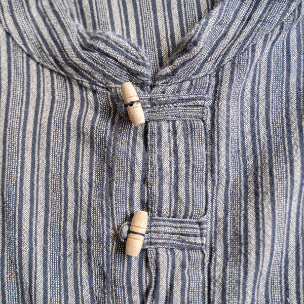 1980-90s black×gray stripe shirts 'with toggle buttons'　