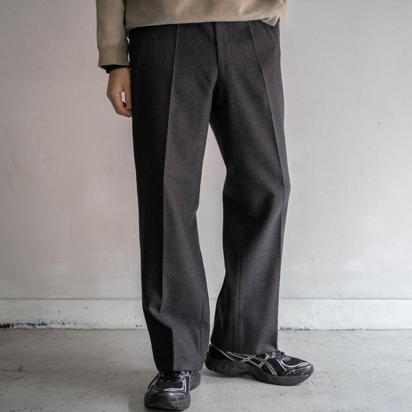 1990-00s Japan vintage gray wool 100 straight slacks