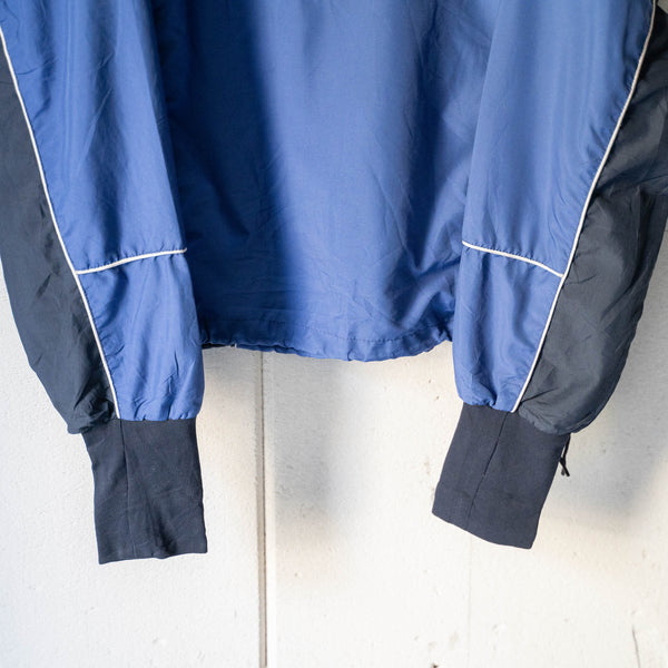 around 1990s Sweden blue × black half zip runners smock -detachable-