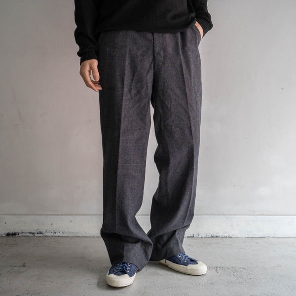 1990s Japan vintage gray checked wool slacks