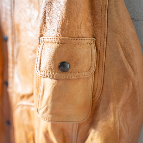 around 1980s Europe light brown color design leather jacket