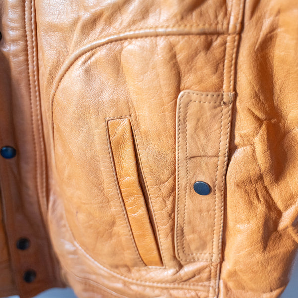 around 1980s Europe light brown color design leather jacket