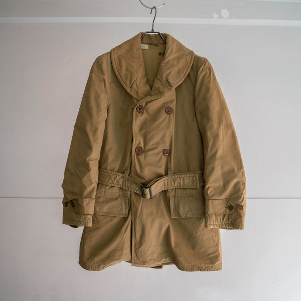 1940s US military beige mackinaw coat with wool liner