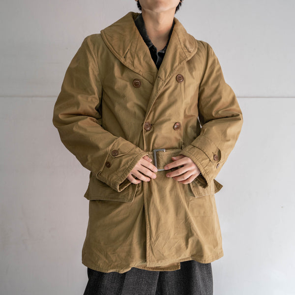 1940s US military beige mackinaw coat with wool liner