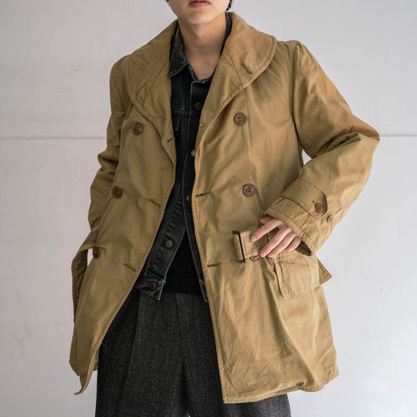 1940s US military beige mackinaw coat with wool liner