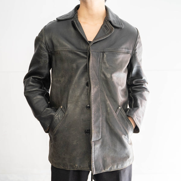 1950-60s French cow leather car coat 'good fade'