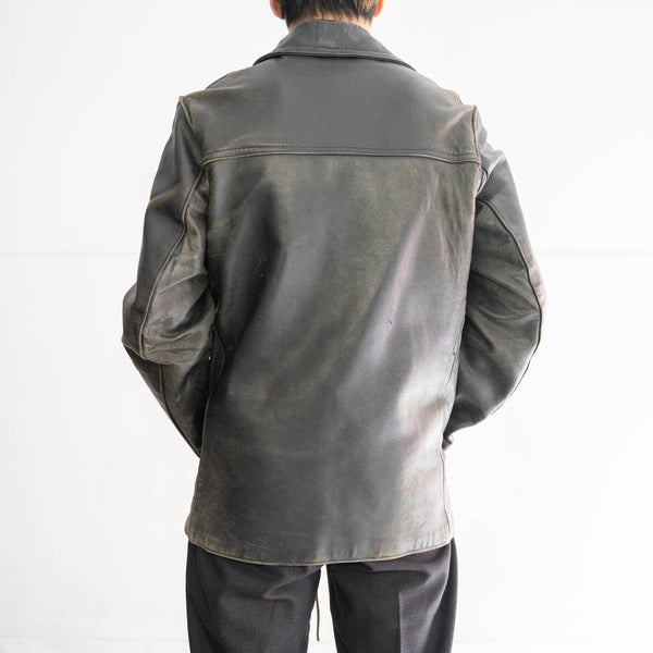 1950-60s French cow leather car coat 'good fade'