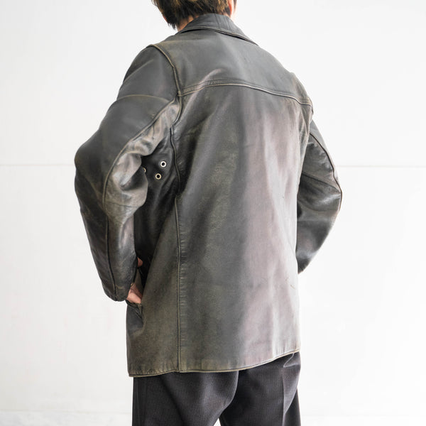 1950-60s French cow leather car coat 'good fade'