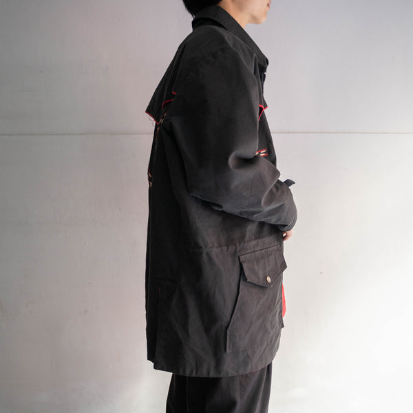 1990s Wrangler black cotton canvas work blouson -native pattern-