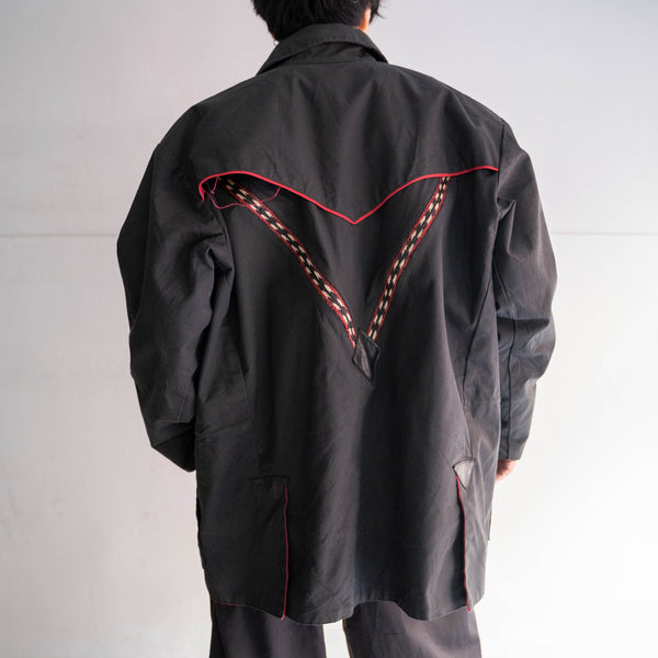 1990s Wrangler black cotton canvas work blouson -native pattern-