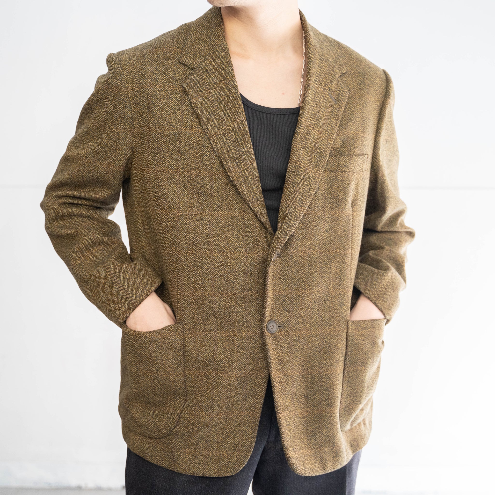 1970-80s Japan vintage light brown tweed tailored jacket