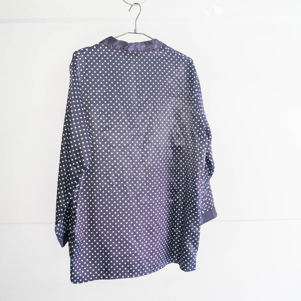 around 1990s Europe purple color dot pattern open collar pajama shirt