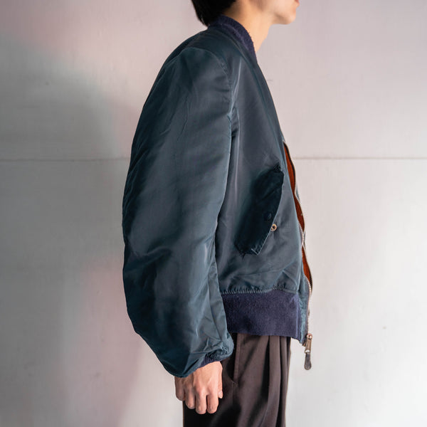 1980-90s Alpha dark navy nylon MA-1 jacket