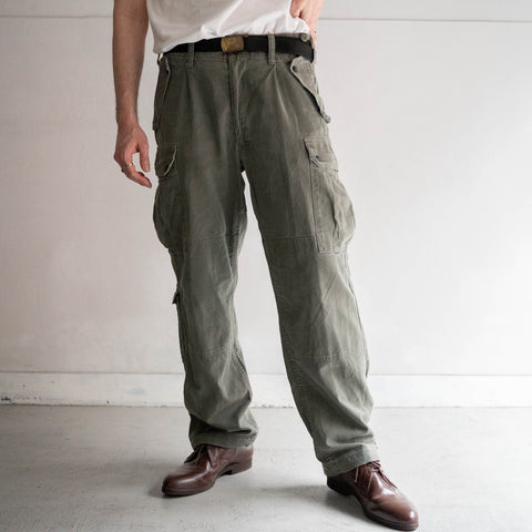1990s German military moleskin cargo pants -with flap pockets- 'button flap'