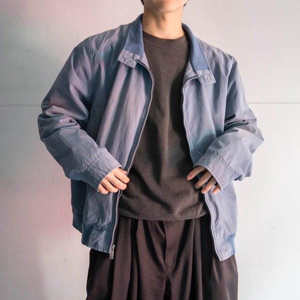 1990-00s light blue stand collar blouson -super fade-