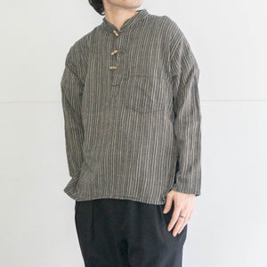 1980-90s black×gray stripe shirts 'with toggle buttons'　