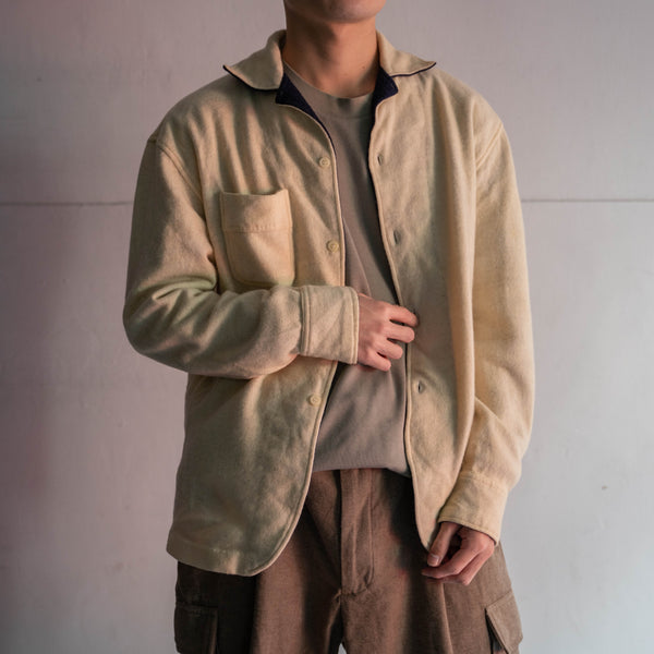 1970-80s Europe ivory × navy wool shirt