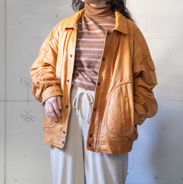 around 1980s Europe light brown color design leather jacket