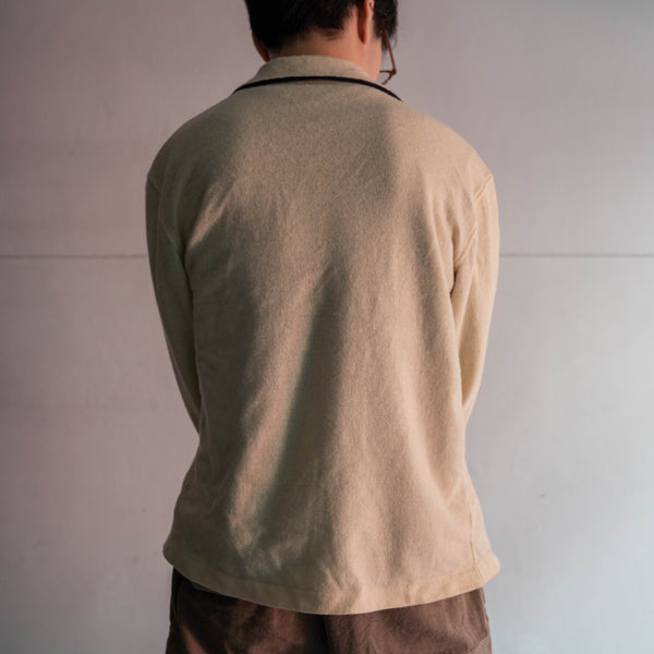 1970-80s Europe ivory × navy wool shirt