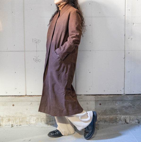 around 1980s brown color kimono collar long coat