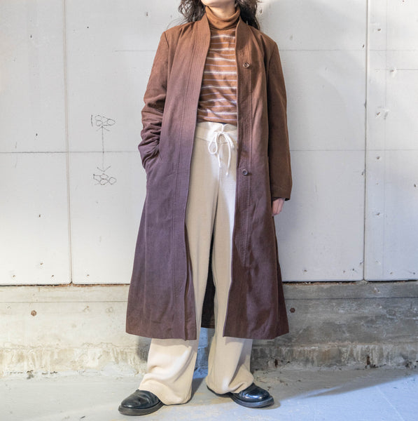 around 1980s brown color kimono collar long coat