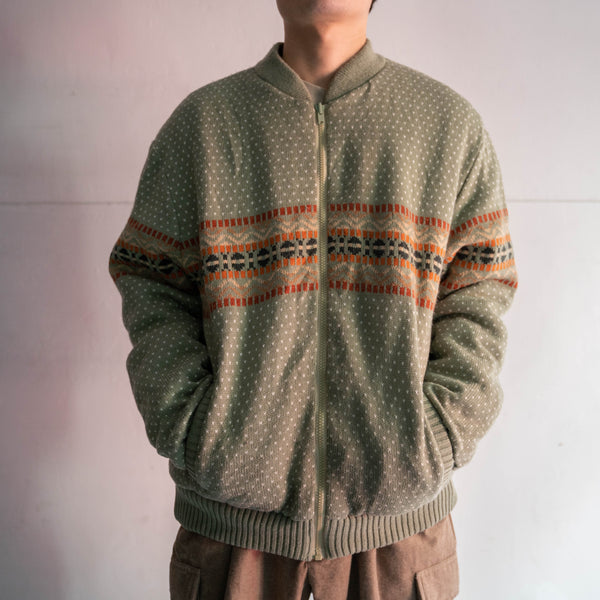 1980s Europe knit × sport reversible puffed blouson