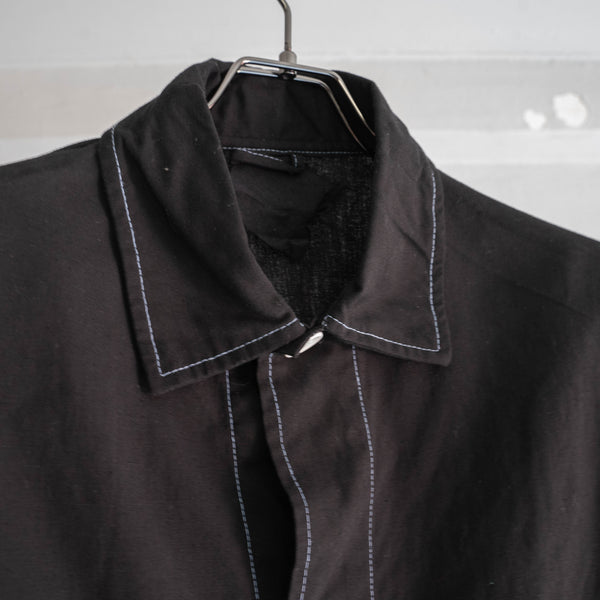 1970-80s German military pajama shirt 'dead stock' -black dyed & sky blue stitch-