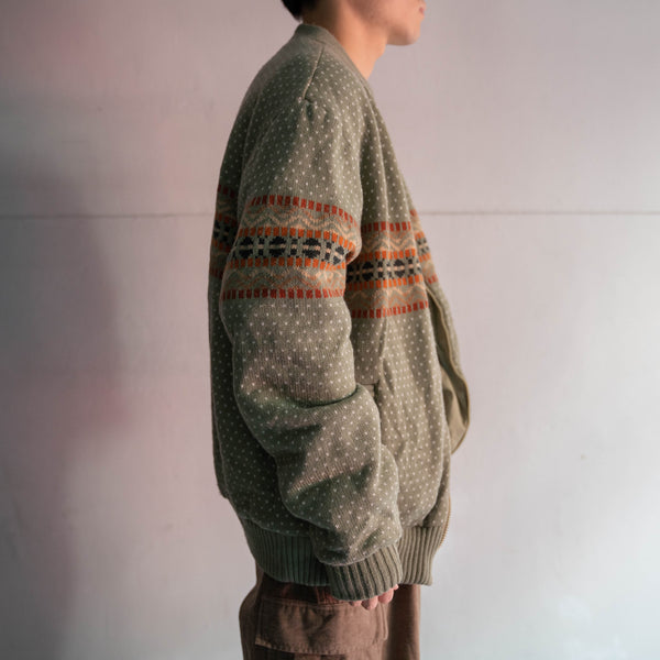 1980s Europe knit × sport reversible puffed blouson