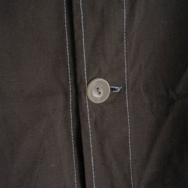 1970-80s German military pajama shirt 'dead stock' -black dyed & sky blue stitch-