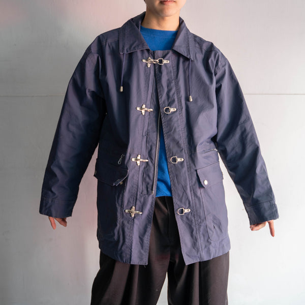 1990s blue PVC fireman jacket
