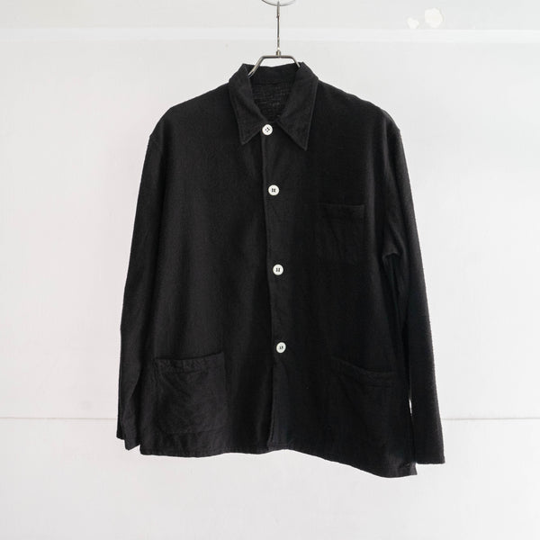 around 1960s France flannel pajama shirt 'dead stock' -black dyed-