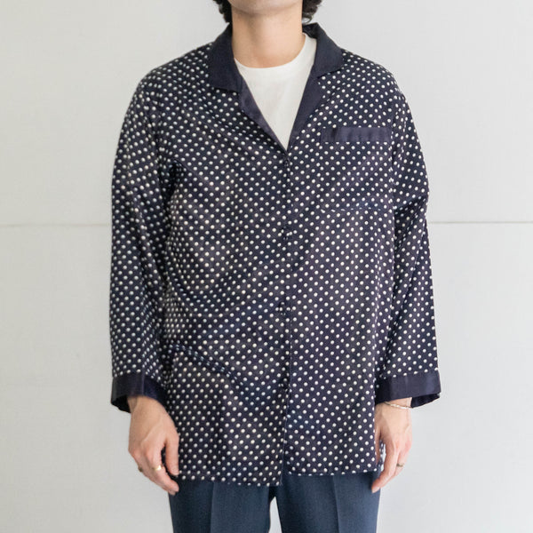 around 1990s Europe purple color dot pattern open collar pajama shirt