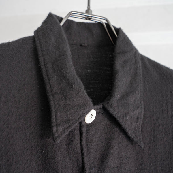 around 1960s France flannel pajama shirt 'dead stock' -black dyed-