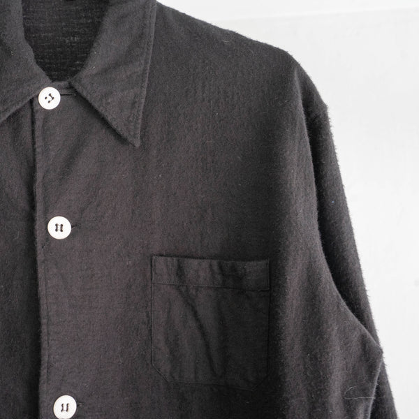 around 1960s France flannel pajama shirt 'dead stock' -black dyed-
