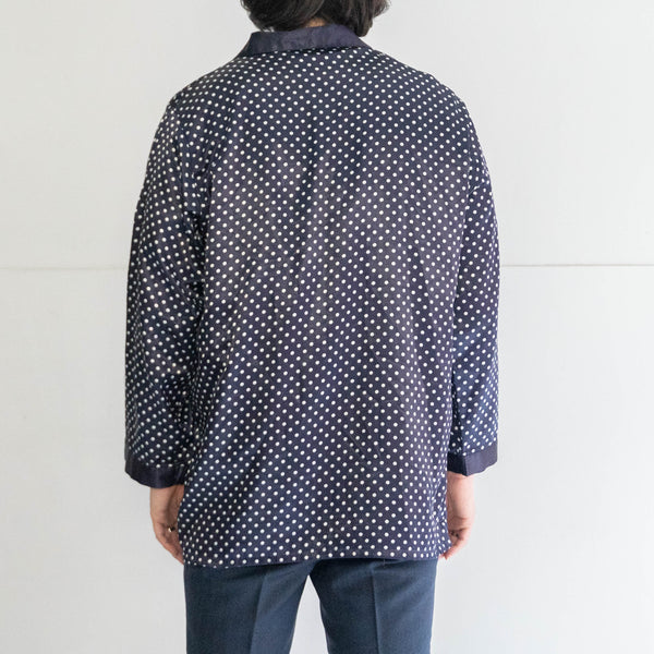 around 1990s Europe purple color dot pattern open collar pajama shirt