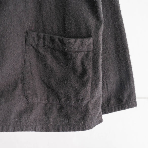 around 1960s France flannel pajama shirt 'dead stock' -black dyed-