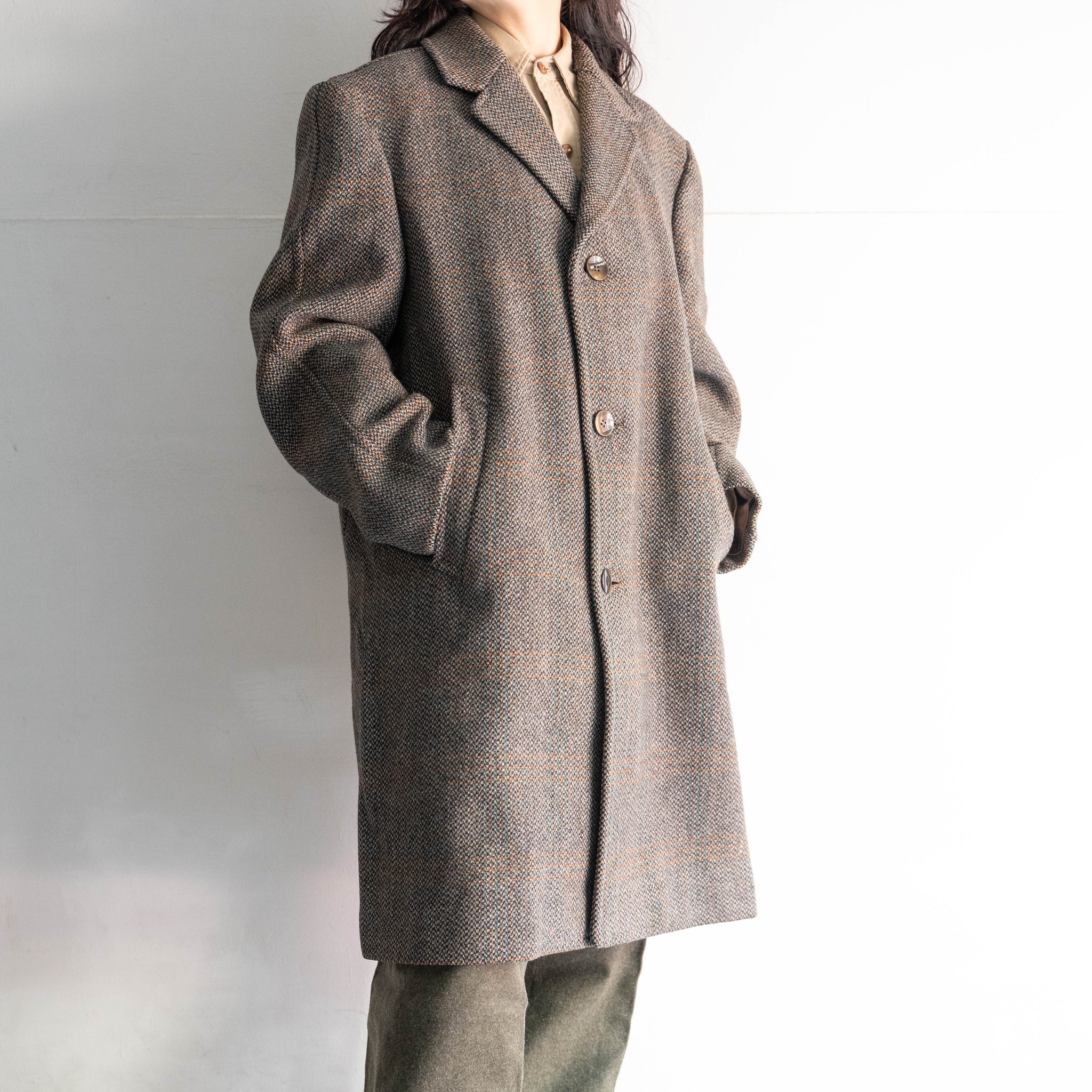 around 1970s Europe tweed coat 'discreet checked pattern'