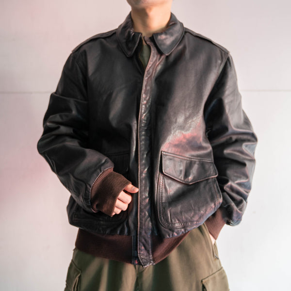 1980s Eddie Bauer black A-2 leather jacket