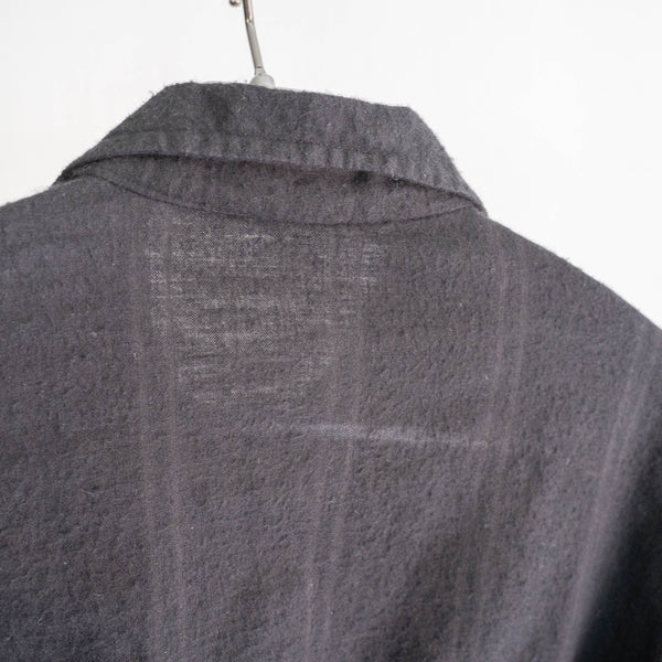 around 1960s France cotton flannel stripe pattern pajama shirt 'dead stock' black dyed-