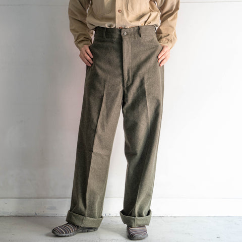 1950-60s US? military khaki brown color center press wool dress pants 'dead stock'