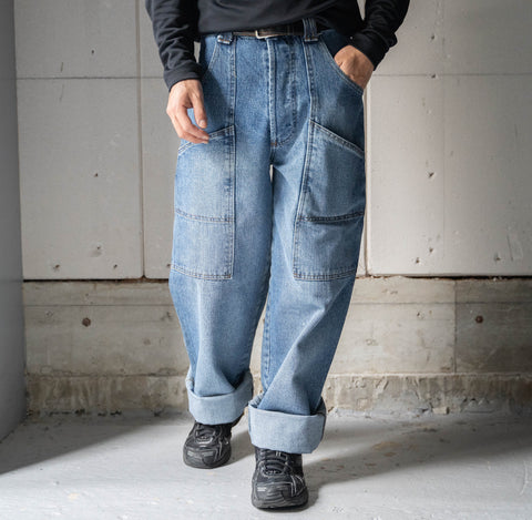 around 1990s Italy denim wide work pants 'MORRIS JEANS DIVISION' "dead stock"