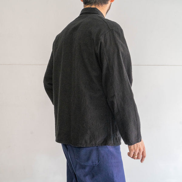 around 1960s France flannel pajama shirt 'dead stock' -black dyed-