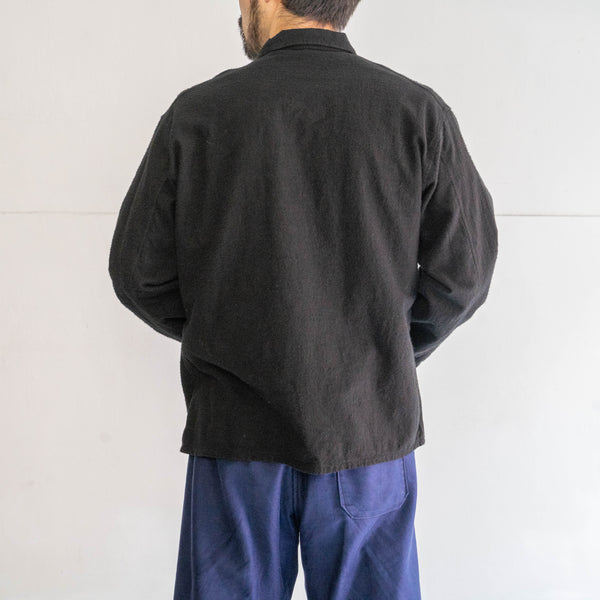 around 1960s France flannel pajama shirt 'dead stock' -black dyed-