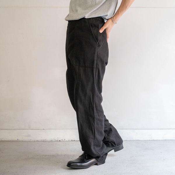around 1980s German military cotton twill work pants 'dead stock' -black dyed-