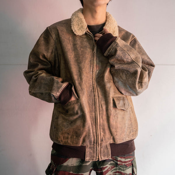 1980s Eddie Bauer light brown G-1 leather jacket