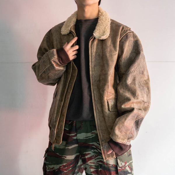 1980s Eddie Bauer light brown G-1 leather jacket