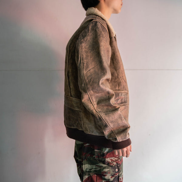 1980s Eddie Bauer light brown G-1 leather jacket